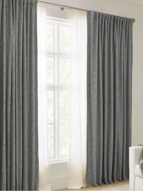 Pottery Barn Seaton Textured Curtain Panel Blackout Lining 100x96 Gray